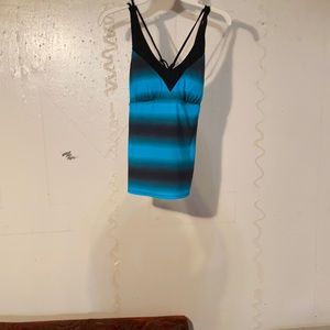 Blue and Black Swimsuit Top